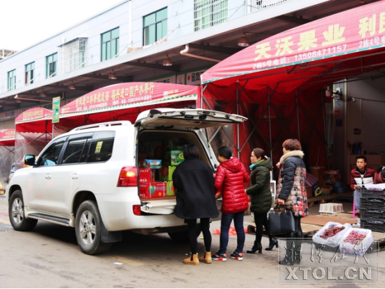 市民相约到湘潭金阳城买水果（记者 李蓓 摄）