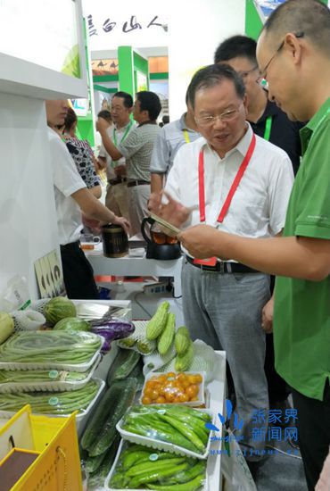 湖南省绿色食品办公室主任朱建湘参观禾田居绿色蔬菜展位(1)_副本.jpg